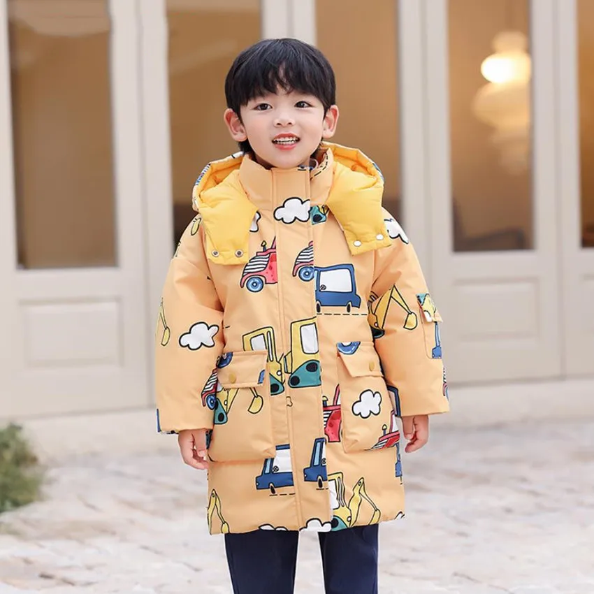 

Winter New Children's Down Coat Cartoon Print Hooded Warm Outwear Ultralight Down Jacket For Boys Girls A1893