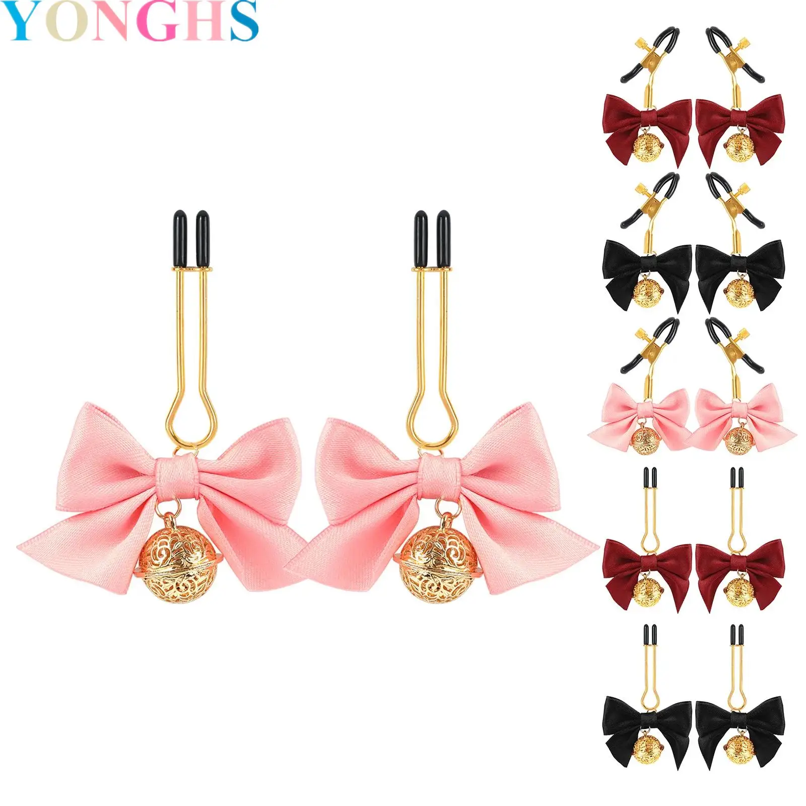 

Women Faux Body Clip Jewelry Body Chain Bow Bell Body Clamps Non Piercing Clip on Body Chain for Women