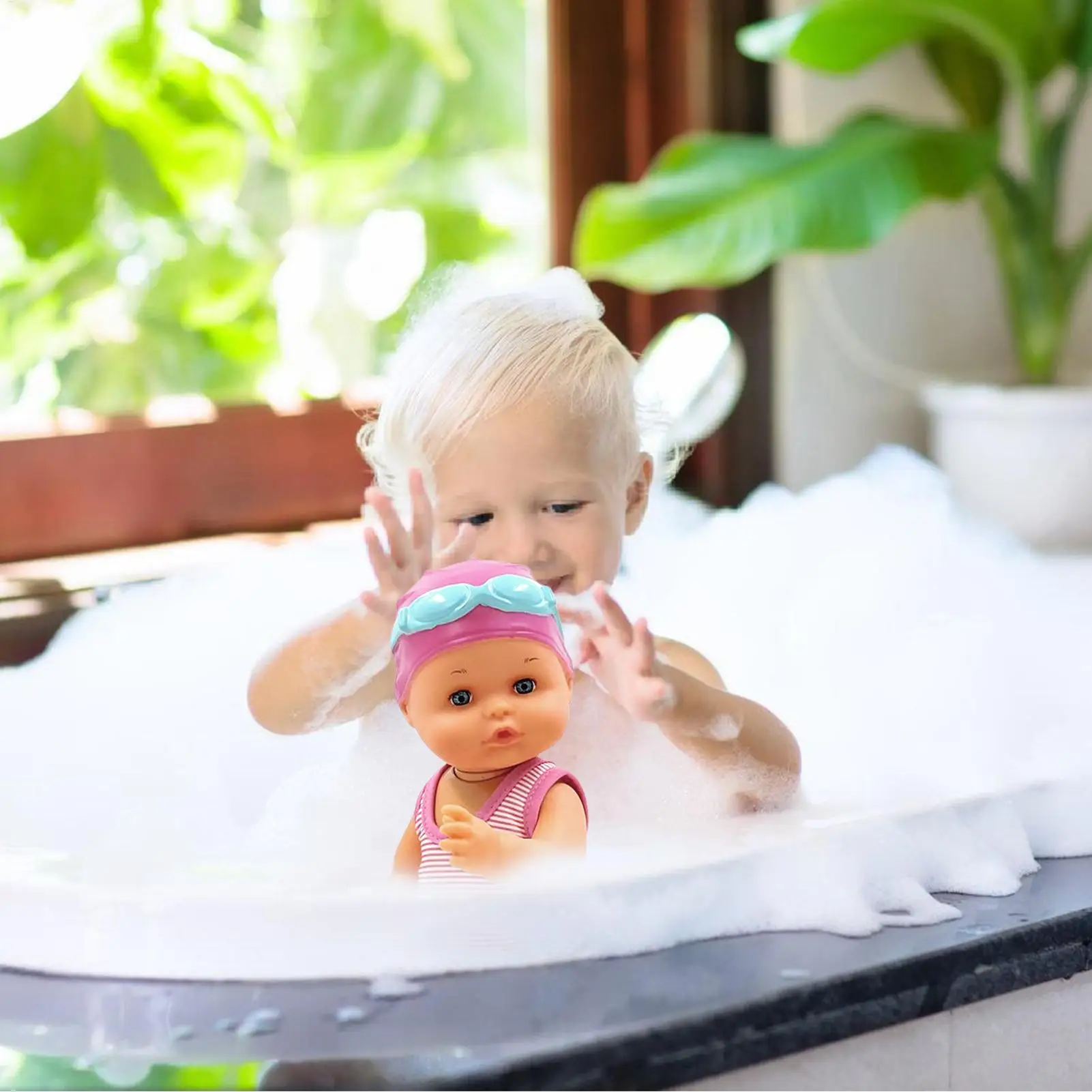 Muñeca de baño impermeable para bebé, muñeca de baño con batería, juguete flotante para bañera, figura de natación para piscina de agua, playa, baño, guardería