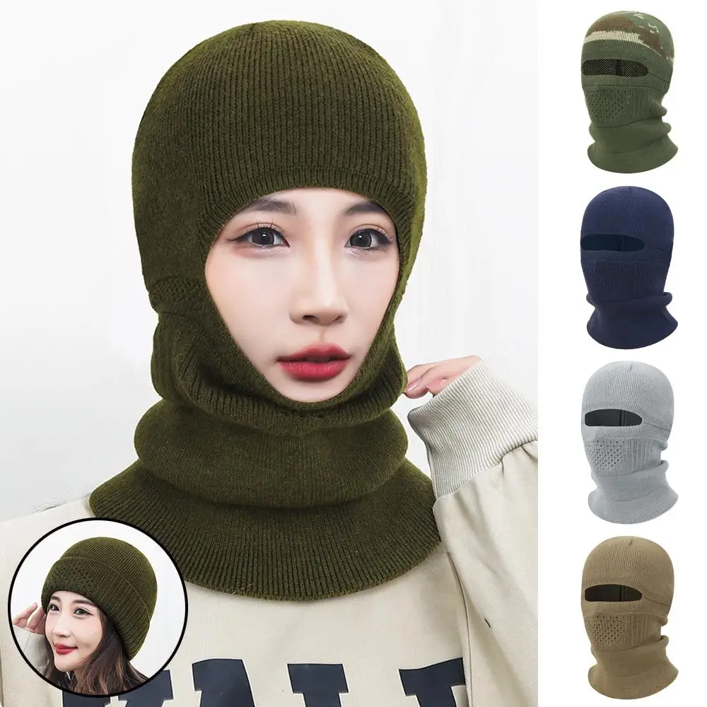 

One-piece Knitted Hat Soft Neck Head Warmer Balaclava Hat Full Face Cover Winter Pullover Cap Useful Supplies Colorful Caps