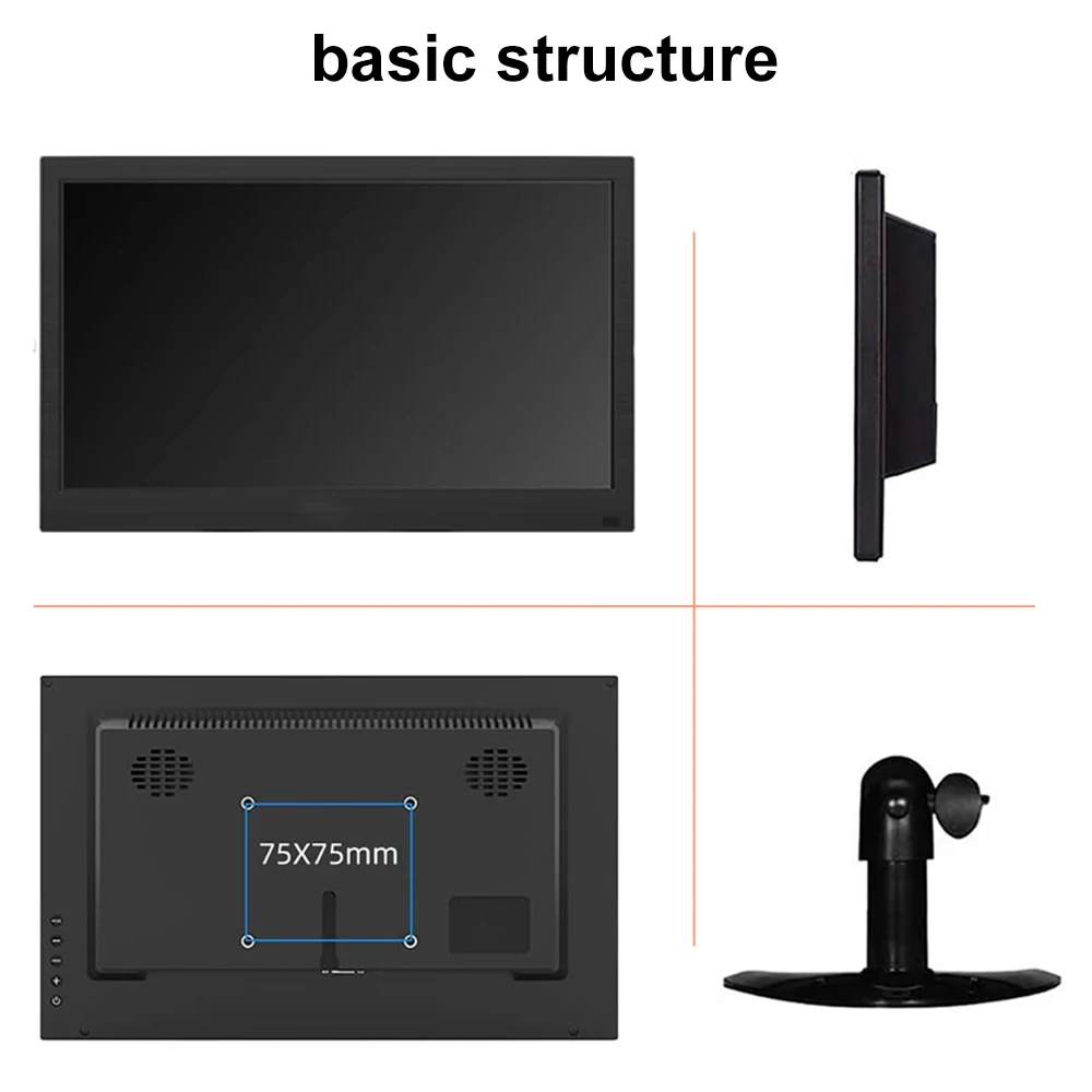 Imagem -03 - Mini pc Monitor com Hdmi Vga av Bnc Monitor de Computador Pequeno Laptop Ps4 Xbox 13.3 11.6 10.1 1366x768