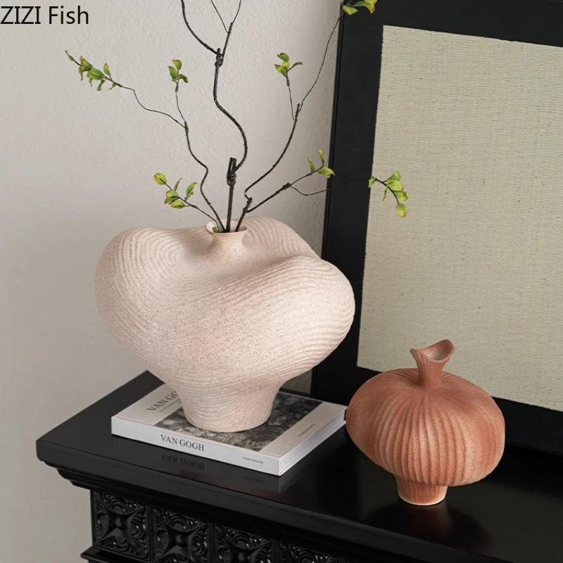 

Vintage Ceramic Vase Desktop Flower Arrangement Small Mouth Decorative Vases Dried Flower Vase Ornament Hydroponic Vases Crafts