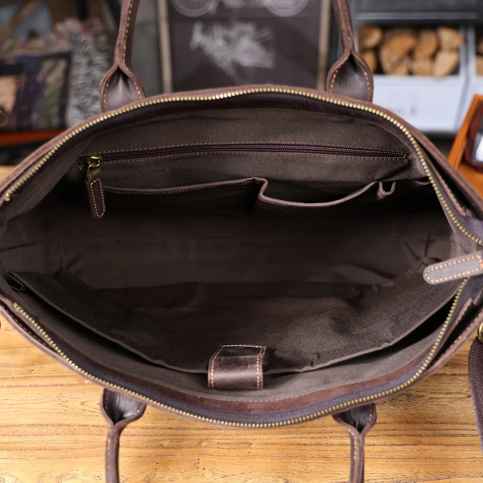 Vintage Echtleder Herren-Aktentasche 16 Zoll Laptop-Taschen Crazy Horse Leder Messenger-Handtasche Rindsleder Geschenkidee für Männer – Detail 31