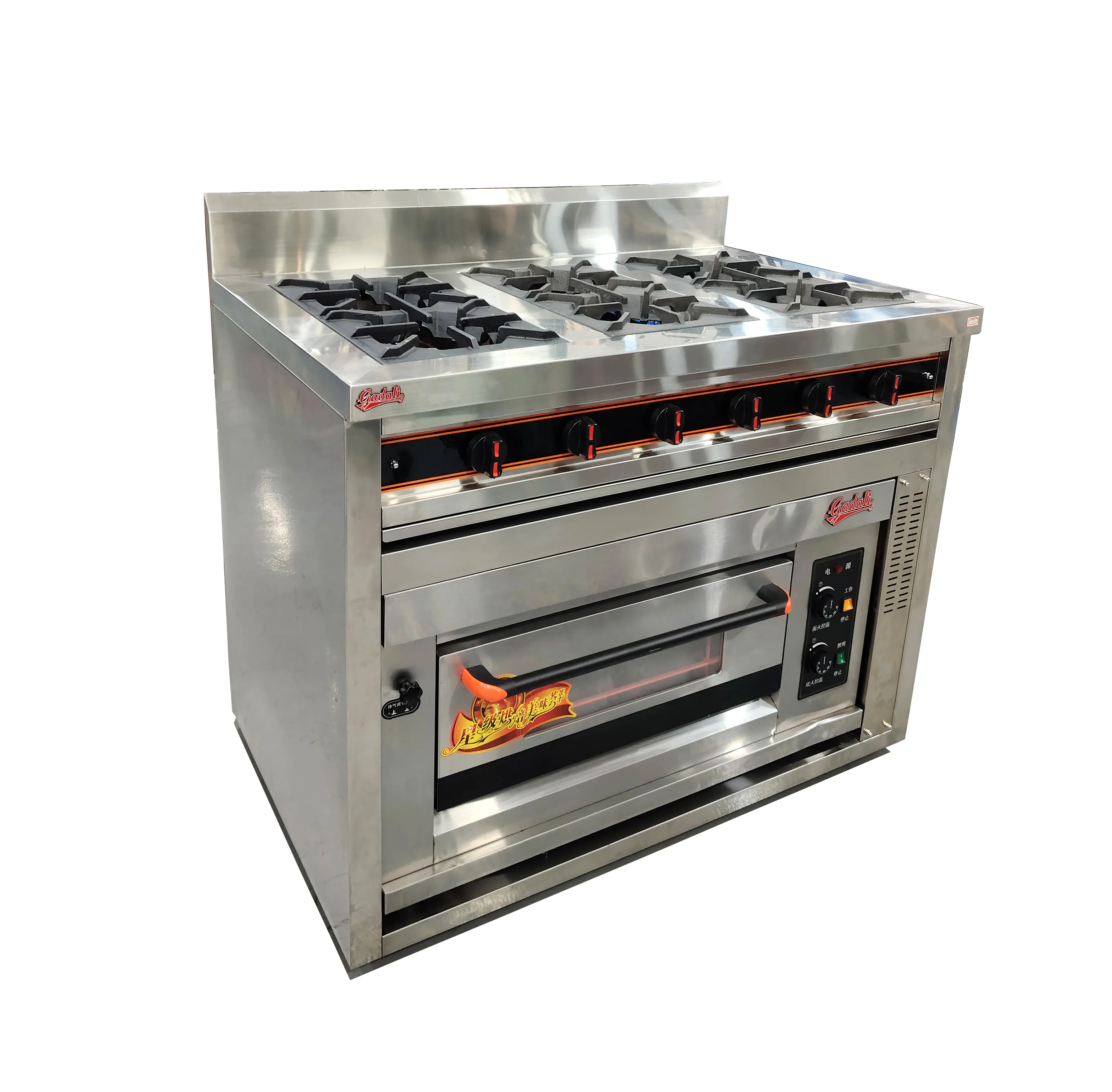 Commercial 6 Heads Gas Stove Burner With Gas Oven