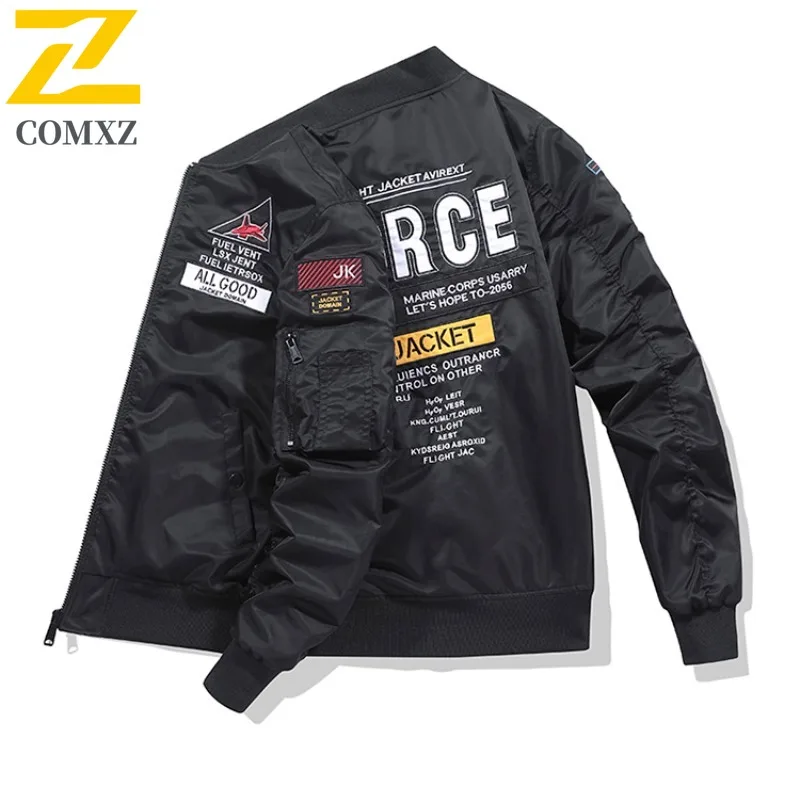 

COMXZ Men Tactical Outdoor Utility Jacket MA-1 Bomber Military Flight Waterproof Windproof Baseball Sleeve Spring Autumn Coat