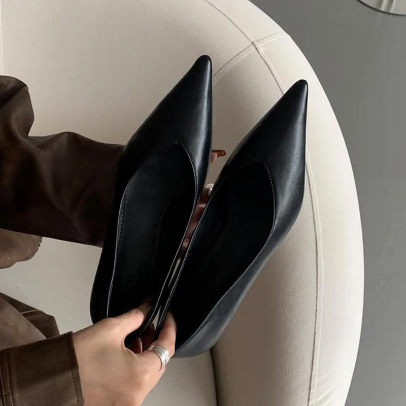 2026 Spring New Brand Women Pumps Shoes Fashion Pointed Toe Shallow Slip On Single Shoes Thin Low Heel Boat Shoes New Woman