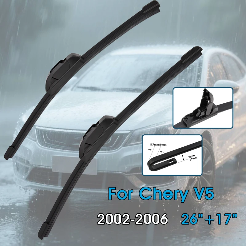 

BROSHOO Car Wiper Blades 26"+17" For Chery V5 2002-2006 Front Window Windscreen Windshield Wipers Blades Auto Accessories