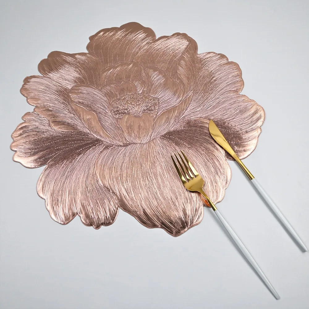 الشمال نمط لوتس على شكل مكان حصيرة قابل للغسل مقاومة للحرارة الجدول حصيرة النفط برهان الفاوانيا زهرة العزل الوقايات #1