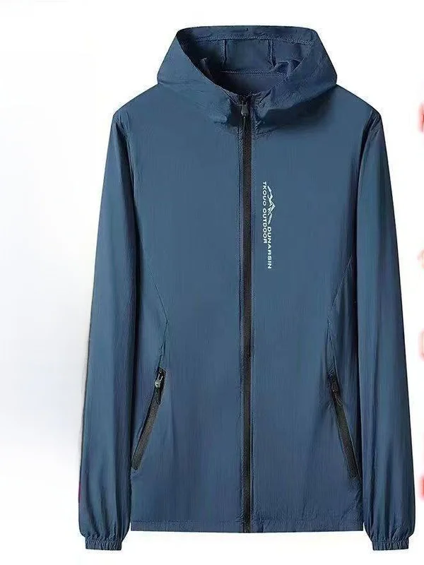 

Ice Silk Men's Summer Lightweight Comfortable Casual Sun Protection Jaet Sli UV Protection Outerwear V-Ne ort Sve