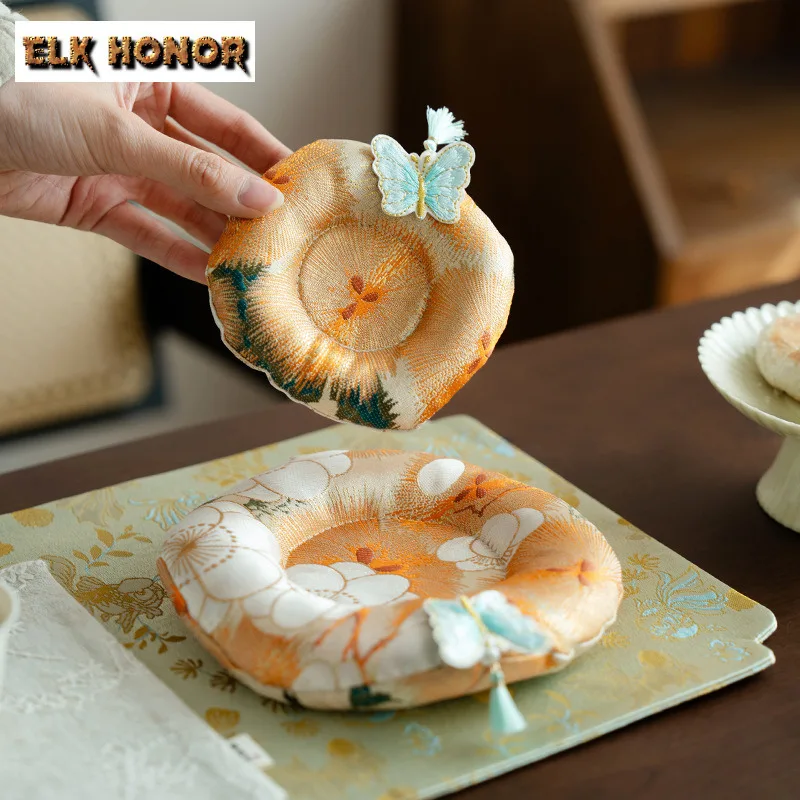 Zen Fabric Pot Bearing Holder Gaiwan Dessert Serving Trays Dry Soaking Table Tea Tray Tea Cup Coasters Tea Teaset Ornaments Gift