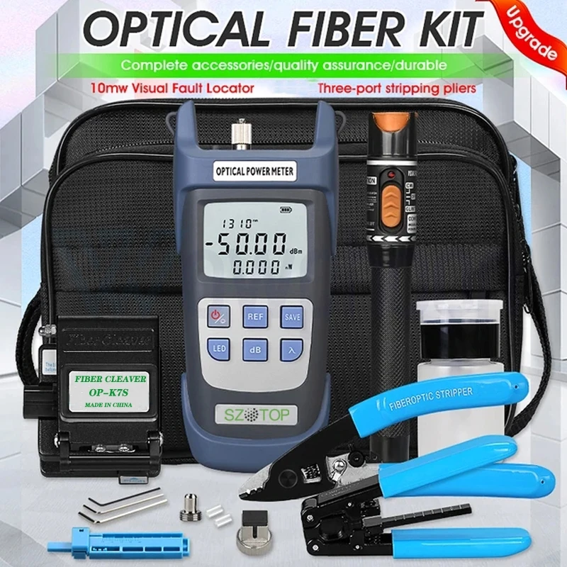 ftth-fibra-Optica-tool-kit-medidor-de-potencia-Optica-10mw-visual-fault-locator-fibra-cleaver-stripper-e-ferramenta-bag-19-pcs-set