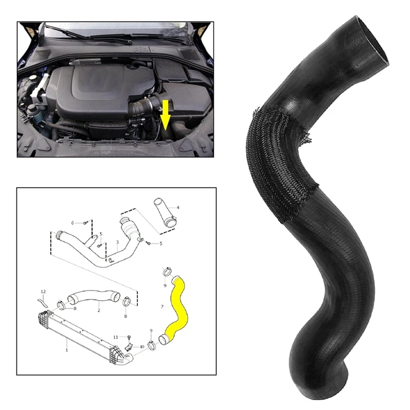 1 PCS Car Intercooler Turbo Charge Air Hose Parts Accessories For Volvo V60 XC60 S60 Boost Intake Pipe 30741795 / 30792545