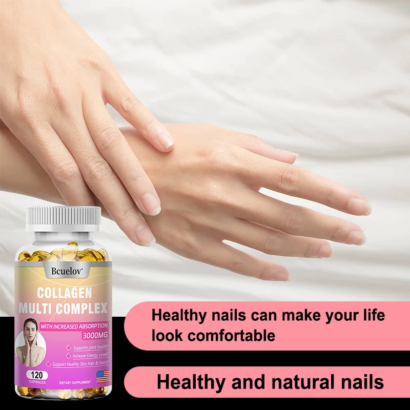 Complément complexe de collagène, avec glutathion, vitamine C, chardon au lait, soutient la santé de la peau, des cheveux, des ongles et des articulations, 120 gélules