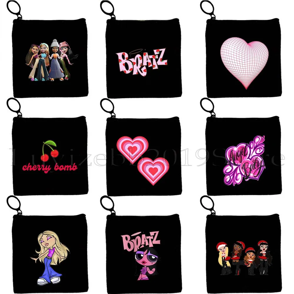 Y2K AESTHETIC BRATZ BAD GIRLS Harajuku Cartoon Cute Doll Gifts Gothic Canvas Coin Purse Key Case Card Bag Wallet Zipper Pouch