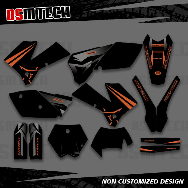 

DSMTECH для KTM 125 200 250 300 400 450 EXC 2005 2006 2007, полные графические наклейки, наборы наклеек, индивидуальный номер, имя 001