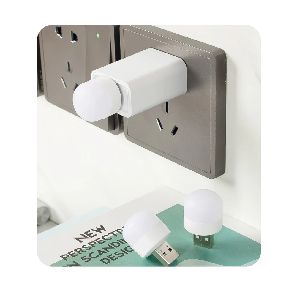 1-10Pcs Mini USB Night Light LED Night Lamps White Eye Protection for Book Reading Portable Computer Mobile Power Charging