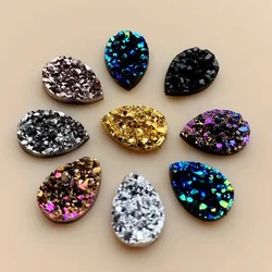 Diy 50PCS 9*13mm glitters AB Colors Mineral Surface Resin Rhinestone Flatback Cabochon Stone DIY Wedding Decoration Crafts -A57