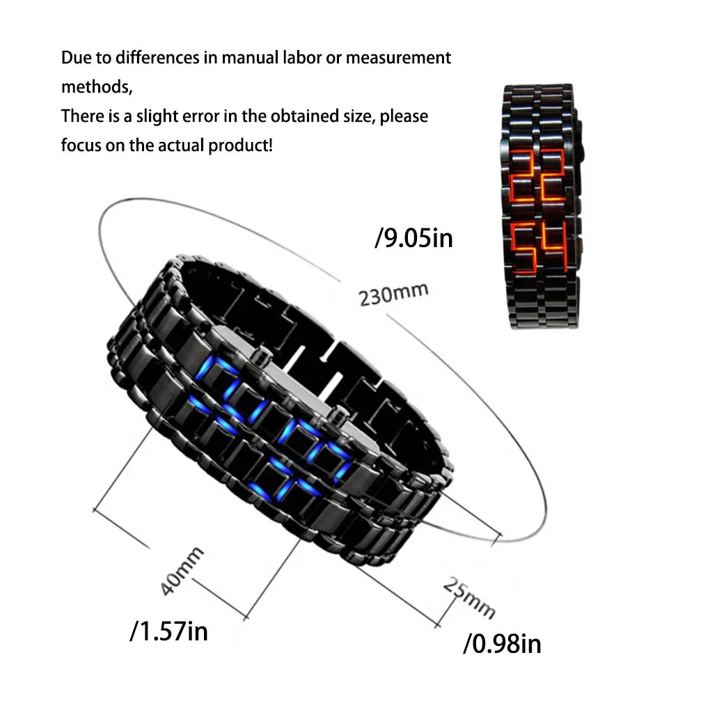 LED Display Digital Watches Fashion Mens Lava Wrist Watch Women Black Full Metal Red Blue Gifts for Male Sport Creative Clock