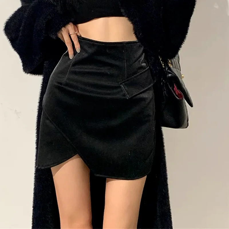 

Юбки женские из искусственной кожи, однотонные, нерегулярные, хипстерские, уличная одежда, Ulzzang Chic, Ins Mini Empire, распространенные, универсальные, повседневные, популярные, новинки для молодежи