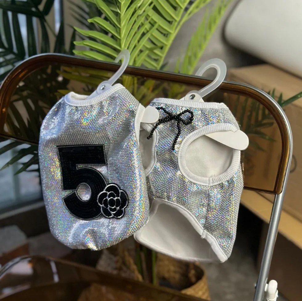 

Brand Design - Luxurious Sequin Printed Pet Short-Sleeved Peony Dog T Shirt