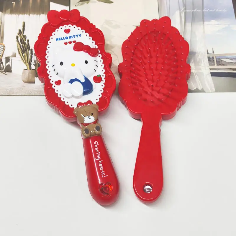 

Расческа Sanrio Kawaii Hello Kitty Kuromi, портативная расческа с подушкой безопасности, корейские повседневные товары для дома, подарок для друга из мультфильма аниме ﻿
