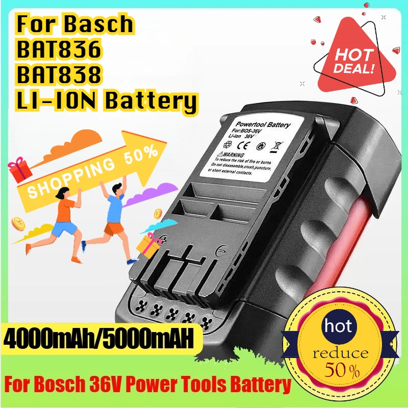 

36V 4000mAh/5000mAh Rechargeable Batteries For Bosch BAT836 BAT838 SDS-plus Power Tool Lithium-Ion Batteries