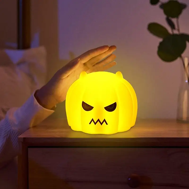 

Pumpkin Nightlight Silicone USB Rechargeable Bedside Touch Lamp Creative Pumpkin Patting Light Bedhead Cartoon Night Light Sleep