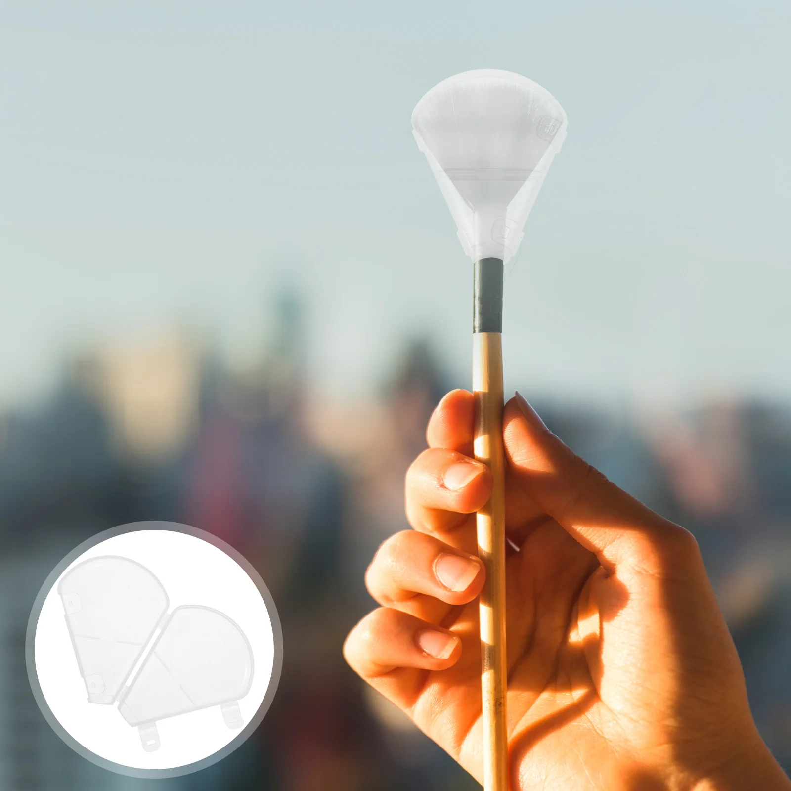 

10pcs Brush Head Protector Caps: Transparent Fan-Shaped Plastic Makeup Brush Covers Dustproof Waterproof For Household Paint