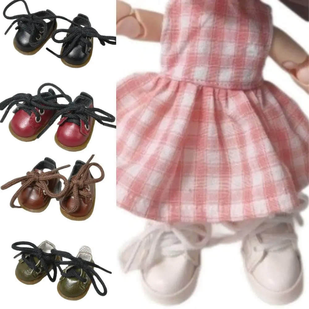 Accesorios de moda 3,8*2,2*2,4 CM zapatos de muñeca BJD zapatos de cuero con suela Oxford zapatos de muñeca de cuero con cordones conjunto de repuesto casa de juego