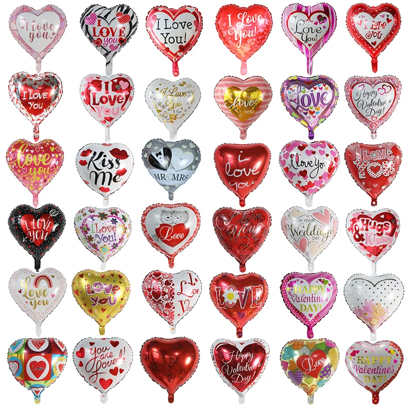 10Pcs 18Inch Valentine's Day Foil Helium Balloons Wedding Party Anniversary Supplies Heart I LOVE You Air Globos Supplies Ball