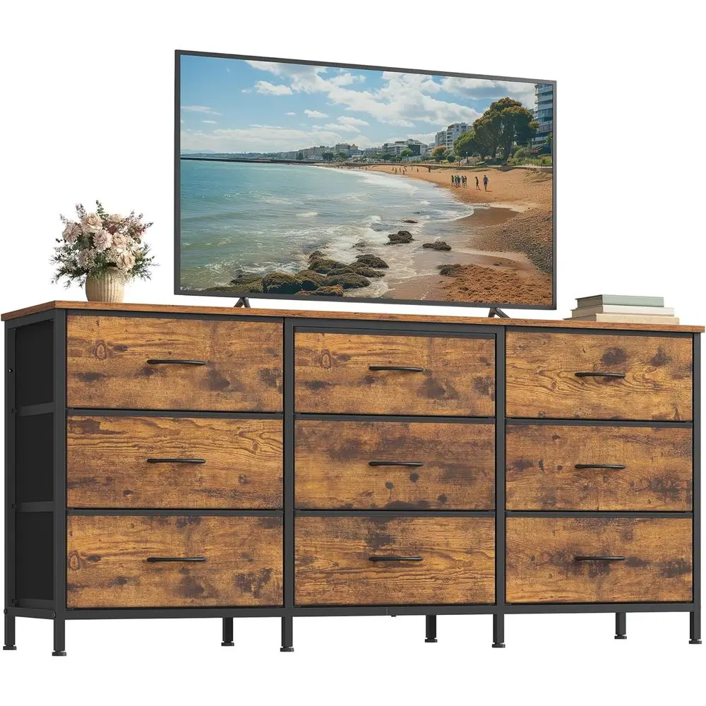 

AH Collection - Drer or Bedroom, TV Stand or TVs Up to 65 Inches, Chest o Ders or Living Room, Closet, Steel, 9 Ders, Industrial