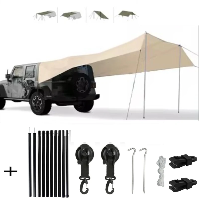 Awning Waterproof Tarp Tent Shade Outdoor Camping Car Awning Side Pergola Car Tail Tent Canopy For Campervan Motorhome Suv