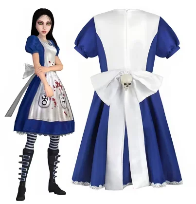 Anime alice princesa vestido de empregada avental vestido jogo loucura retorna alice cosplay traje adulto feminino meninas traje de halloween peruca