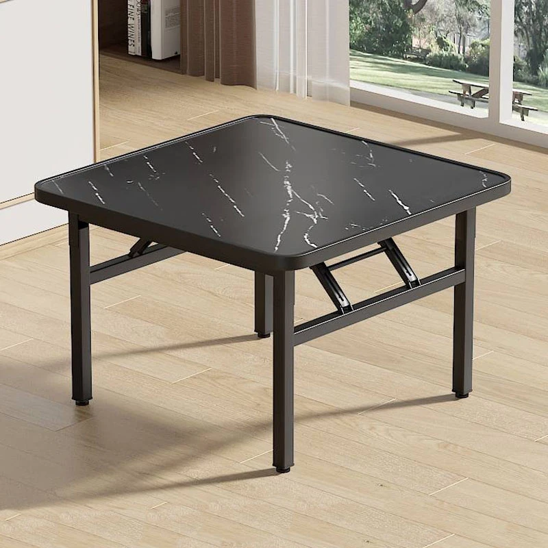 Square Folding Coffee Table with Marble Effect Top