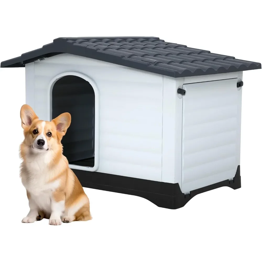 Durable Weatherproof Plastic Dog House with Air Vents and Elevated Floor, Suitable for Indoor and Outdoor Use