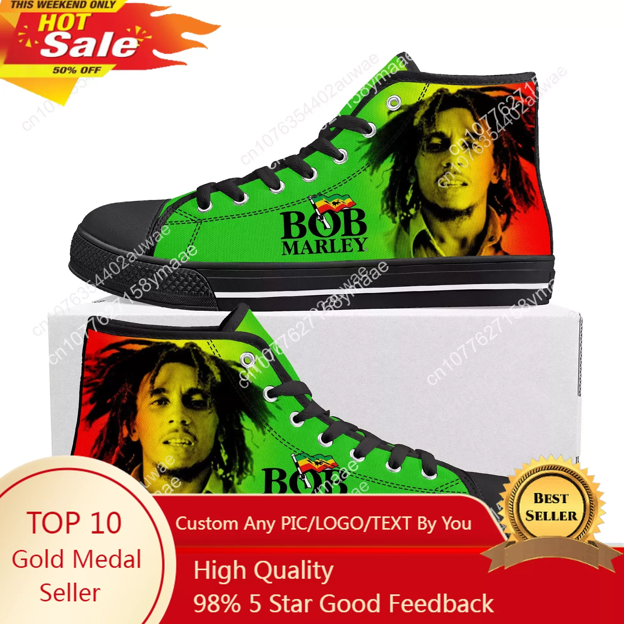 

Legend Bob Marley Reggae Rasta High Top High Quality Sneakers Men Women Teenager Canvas Sneaker Casual Couple Shoes Custom Shoes