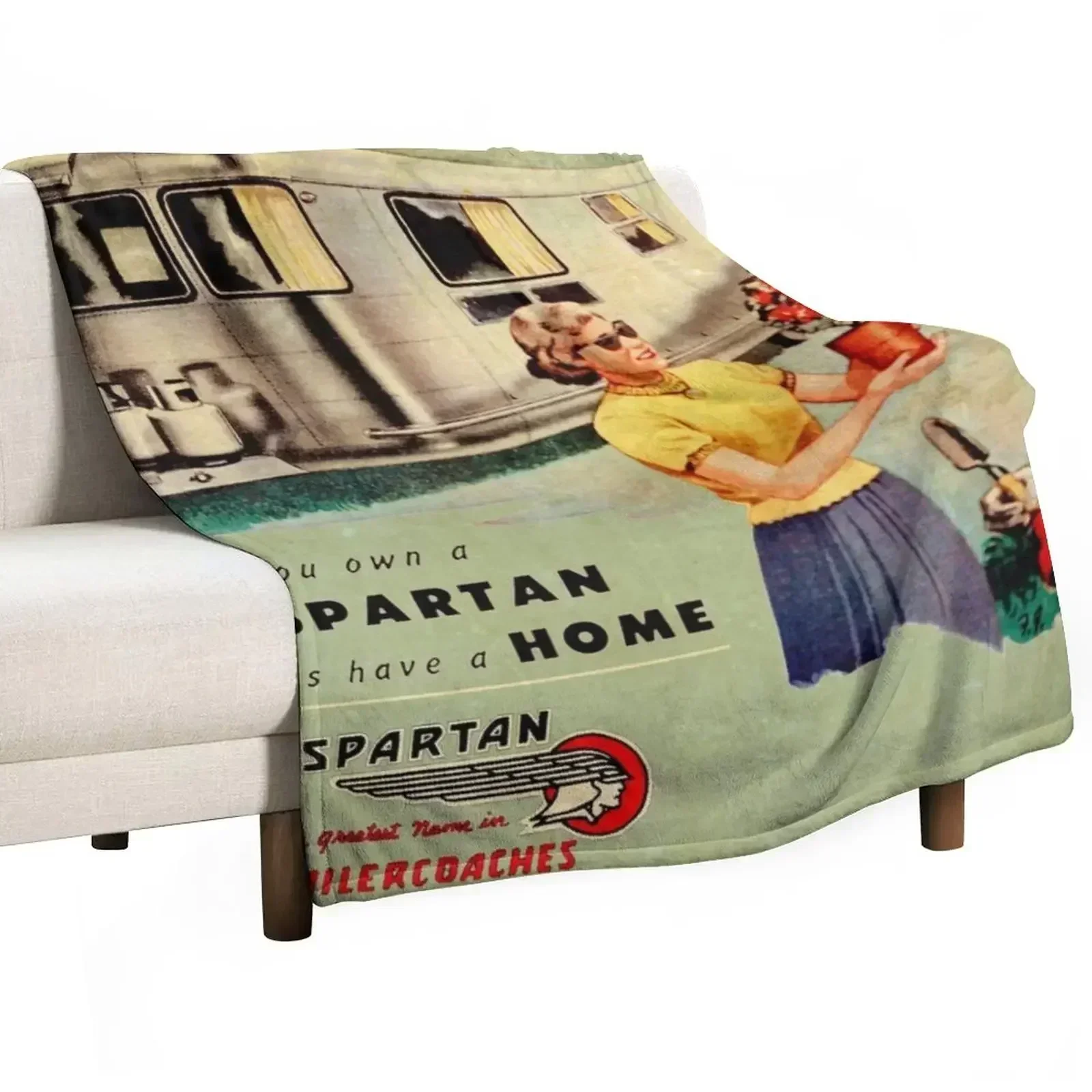 Spartan Trailers Tulsa Throw Blanket Warm Cute Plaid Sofa Throw Plush bed plaid Furrys Blankets