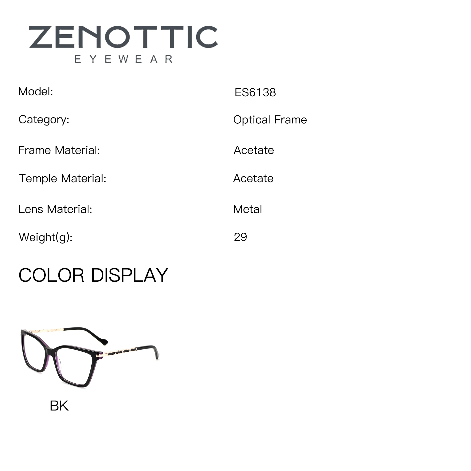 ZENOTTIC L Size Butterfly Acetate Progressive Prescription Glasses For Women Blue Light Myopia Graduated Lenses