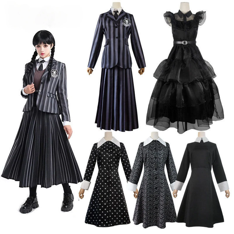 Wednesday Cosplay Nevermore Academy School TMSREBU Cosplay Costume Outfit Uniform Party Dress Suit Halloween Full Set