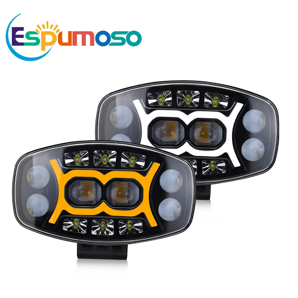 

Espumoso 9 " LED Light Off road Headlight Spotlight Truck Auxiliary Square Car Driving Flash White Yellow 100W 22000LM