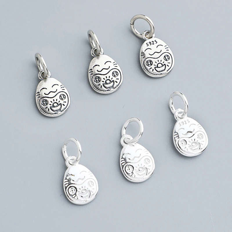 

1pc/Lot 925 Sterling Silver Fortune Cat Lucky Charms 10.8x7.7mm Women/Men Bracelets Necklace Silver Kitty Pendants DIY Jewelry