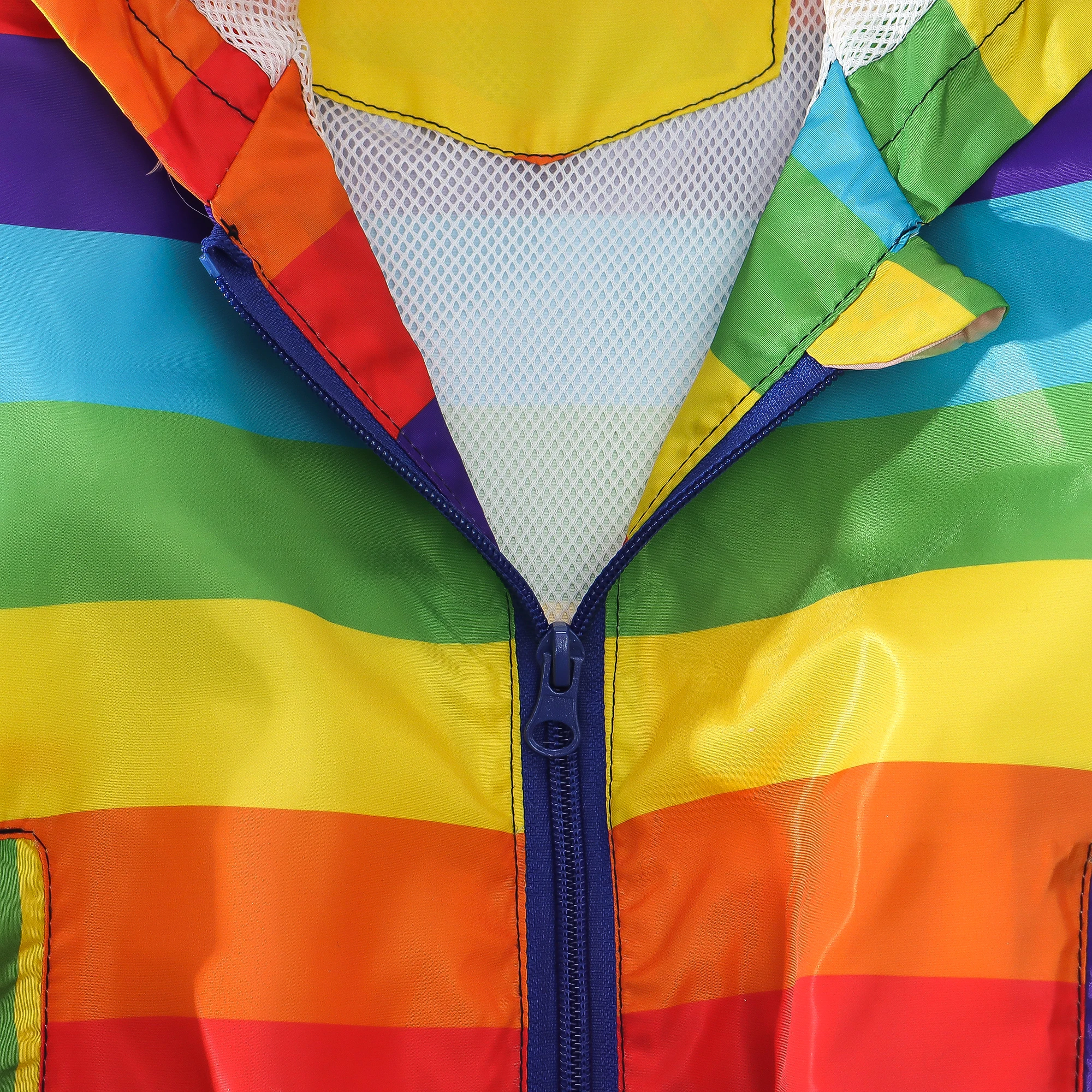 Spring and Autumn Boys\' Sprint Coat Fashion Rainbow Stripe Windproof Hooded Zipper Sprint Coat Jacket