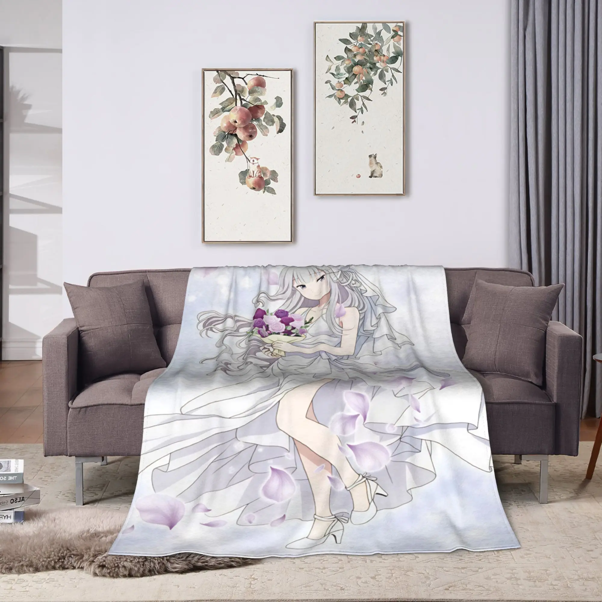 Bouquet Emilia Anime ReZero Blanket Quality Warm Soft  Throw Blanket Winter Child Couch Bed Print Bedspread