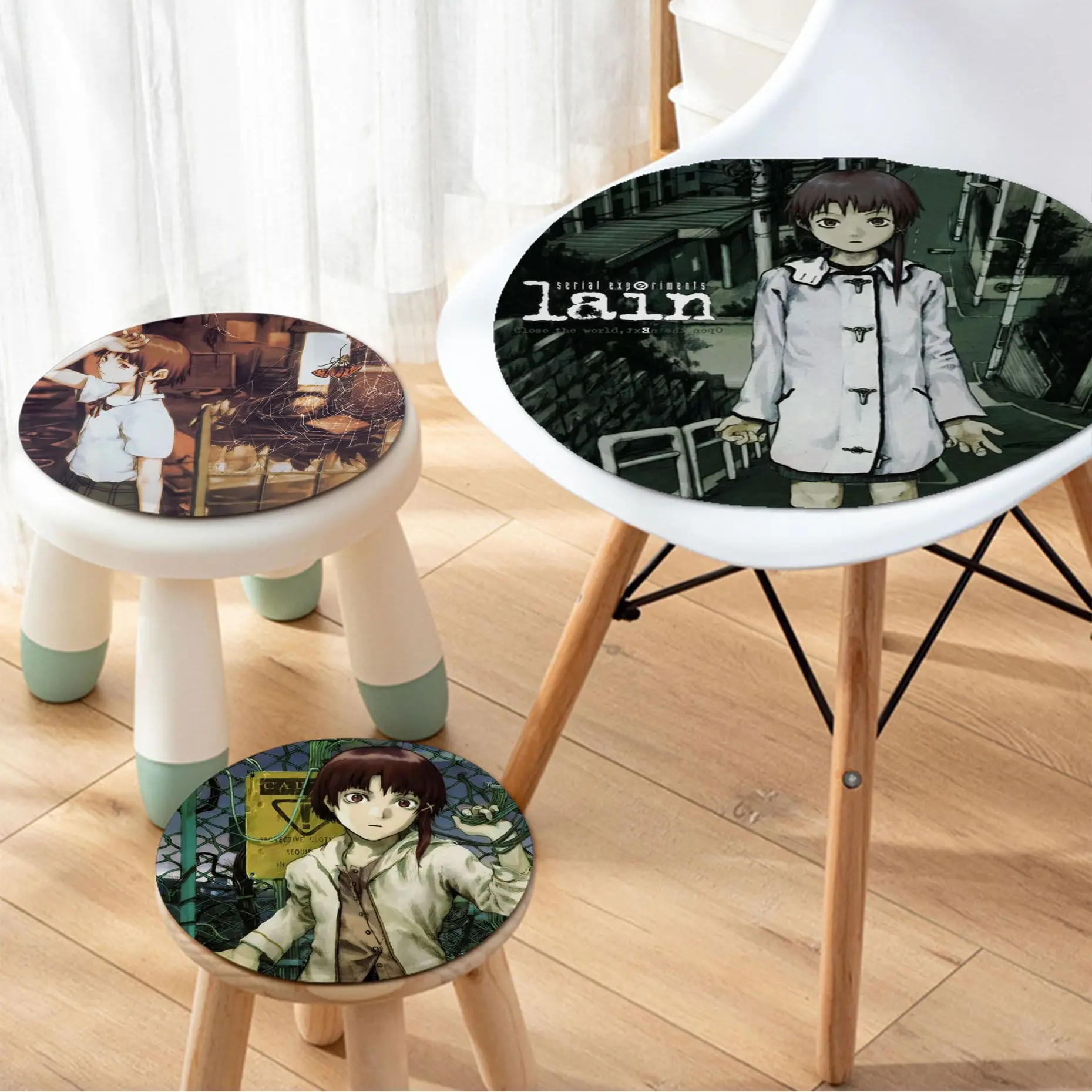 Serial Experiments Lain Anime Cushion Mat Tie Rope Chair Cushion Soft Office Car Seat Comfort Breathable 45x45cm Cushion Pads