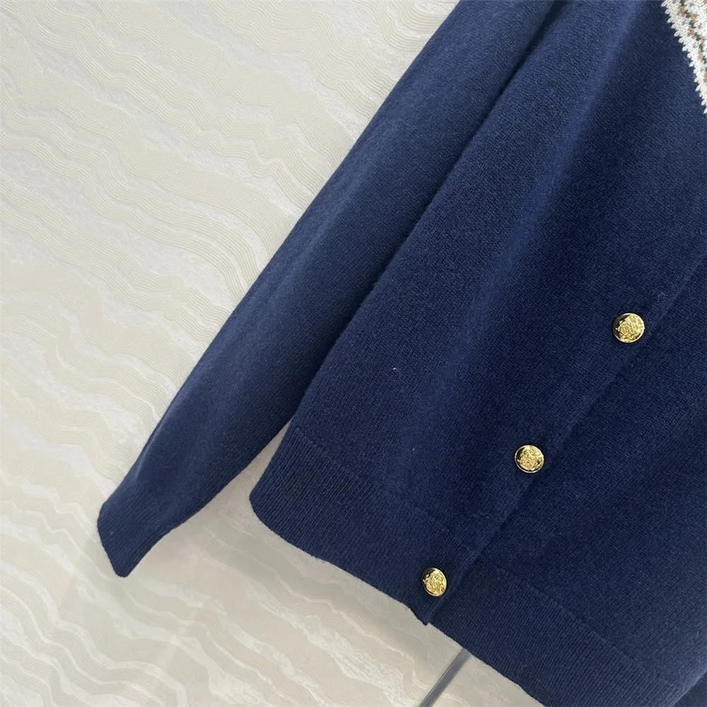 25 秋冬新作 ラウンドネック カーディガン ジャカード カシミヤ 暖かい ニット カーディガン レディース コート