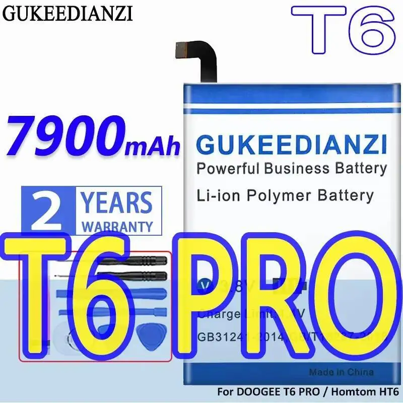 Надежный аккумулятор для мобильного телефона 7900 мАч, прочный для Doogee T6 Pro Homtom HT6