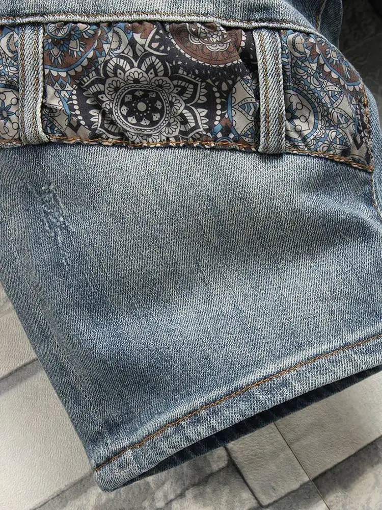 Celana panjang Denim kasual untuk pria, celana panjang katun Boyfriend desainer merek mewah Korea musim semi dan musim gugur