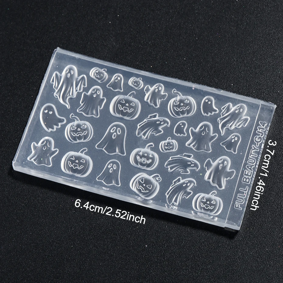 Geisterfledermaus Spinnennetz 3D Nagelcharms Silikon-Nagelform Niedliche Cartoon Gruselige Herz-Stern-Form Schablone Halloween Nagelkunst-Dekoration – Detail 6