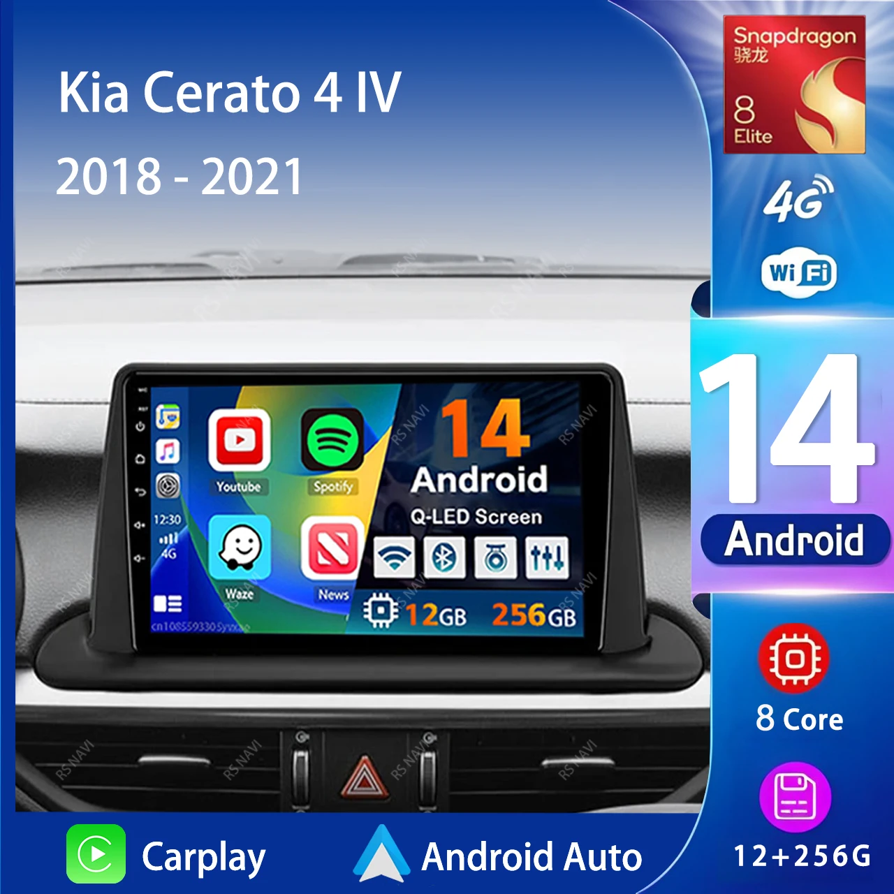 

Android 14 Carplay Auto 2K Screen Car Radio BT Multimedia Player For Kia Cerato 4 IV 2018 - 2021 Autoradio Stereo 2din Head Unit