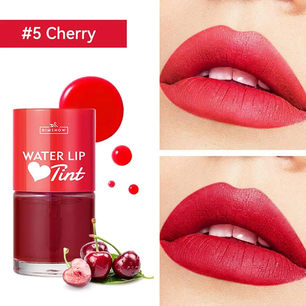 Vivid Color Water Lip Stain, Moisturizing Strawberry Cherry Lip Gloss for Women,  Long Lasting Waterproof Non-Stick Cup Lip Tint